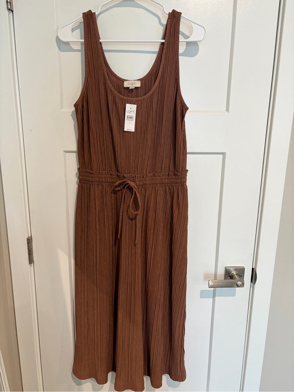 LOFT Ribbed Tank Midi Dress in Warm Brown